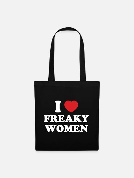 Ich Herz Freaky Frauen - Stoffbeutel - Schwarz