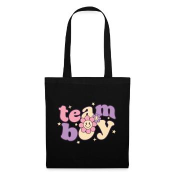 Geschlechterenthüllung Team Junge Babyparty Mama Papa Oma - Stoffbeutel - Schwarz - Vorne