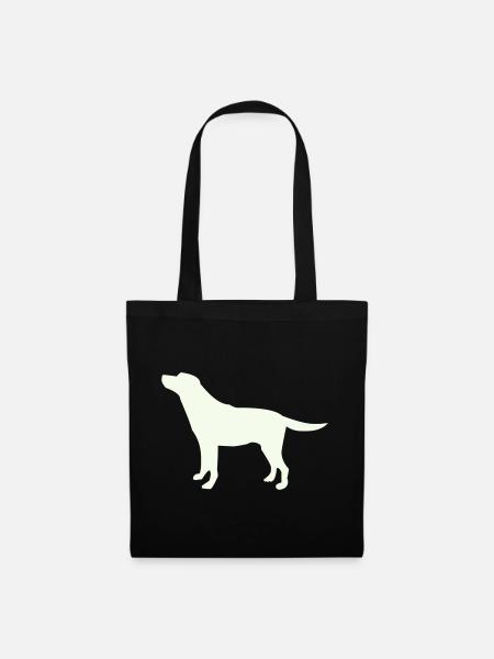 Laufender Hund Silhouette - Stoffbeutel - Schwarz