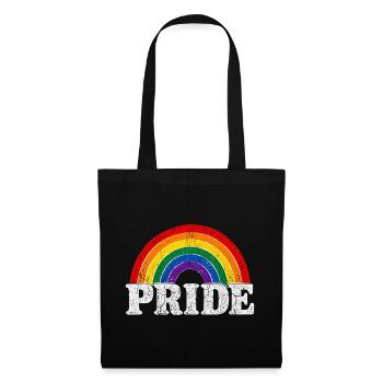 Pride Rainbow Vintage Regenbogen Shirt Sticker - Stoffbeutel - Schwarz - Vorne