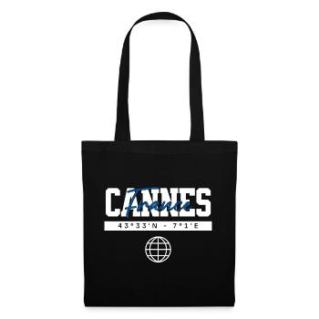 Cannes Frankreich Koordinaten Reise Souvenir - Stoffbeutel - Schwarz - Vorne