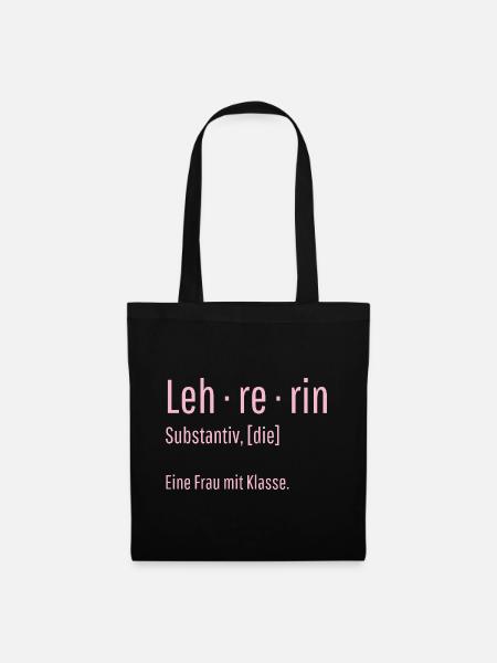 Lehrerin Substantiv Definition Schule Geschenk - Stoffbeutel - Schwarz