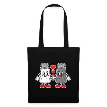 Salz und Pfeffer Streuner Paar T-Shirt Design - Stoffbeutel - Schwarz - Vorne