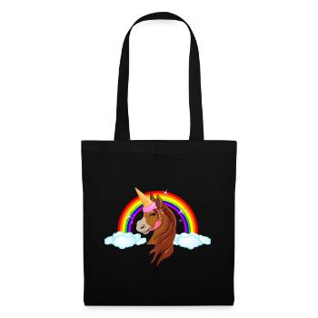 Poney avec de la glace - iceHorn licorne arc-en-conte de fées - Sac en tissu - noir - Devant