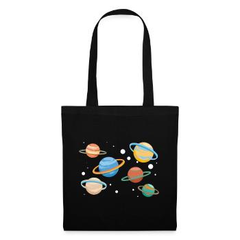 Saturn Planeten - Stoffbeutel - Schwarz - Vorne
