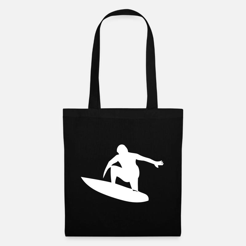 Surfer mit Surfboard - Stoffbeutel - Schwarz