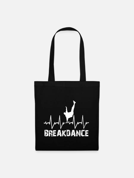 Breakdance EKG Herzschlag Geschenk Kinder Hip Hop - Stoffbeutel - Schwarz