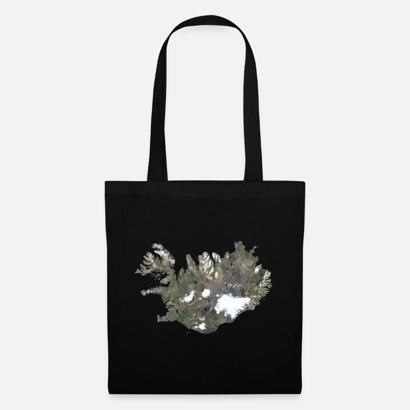 Island Karte Low Poly Stil - Stoffbeutel - Schwarz