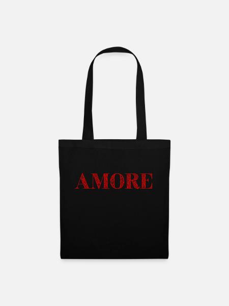 AMORE Geschenk-Idee Zitat italienisch liebe - Stoffbeutel - Schwarz