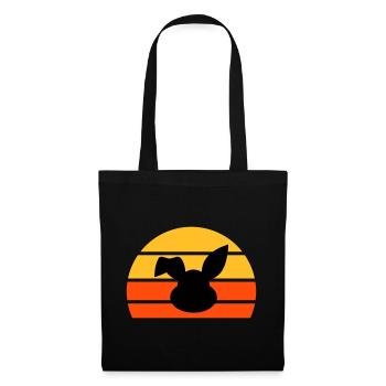Rabbit's head with bent ear in front of a half sun - Tote Bag - black - Front