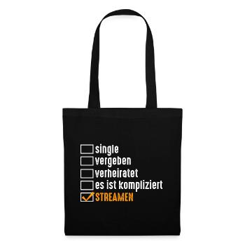 Gaming Zocken Zocker Gamer Streaming Streamer - Stoffbeutel - Schwarz - Vorne