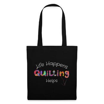 Life Happens Quilting Helps - Artisanat T-Shirt - Sac en tissu - noir - Devant