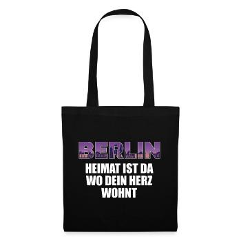 Berliner Spruch Herz Heimat Berlin - Stoffbeutel - Schwarz - Vorne