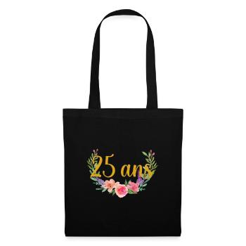 fleurs anniversaire 25ans - Sac en tissu - noir - Devant