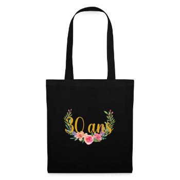 fleurs anniversaire 30 ans - Sac en tissu - noir - Devant