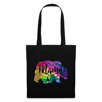 Mamabär Bärin Tie Dye Batik Bär - Stoffbeutel - Schwarz - Vorne
