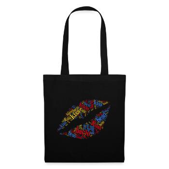 Kiss Kiss Kuss Bisou Beso Word Cloud T-Shirt - Sac en tissu - noir - Devant
