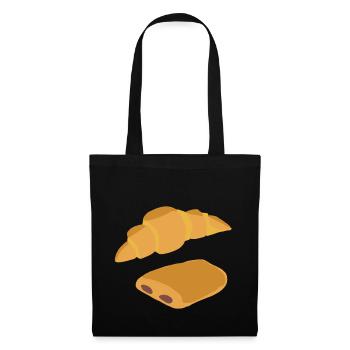 Pain au chocolat, croissant, viennoiseries - Sac en tissu - noir - Devant