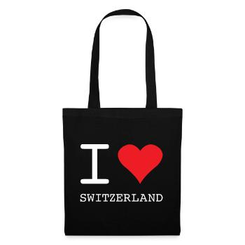 I LOVE SWITZERLAND Schweiz - Stoffbeutel - Schwarz - Vorne