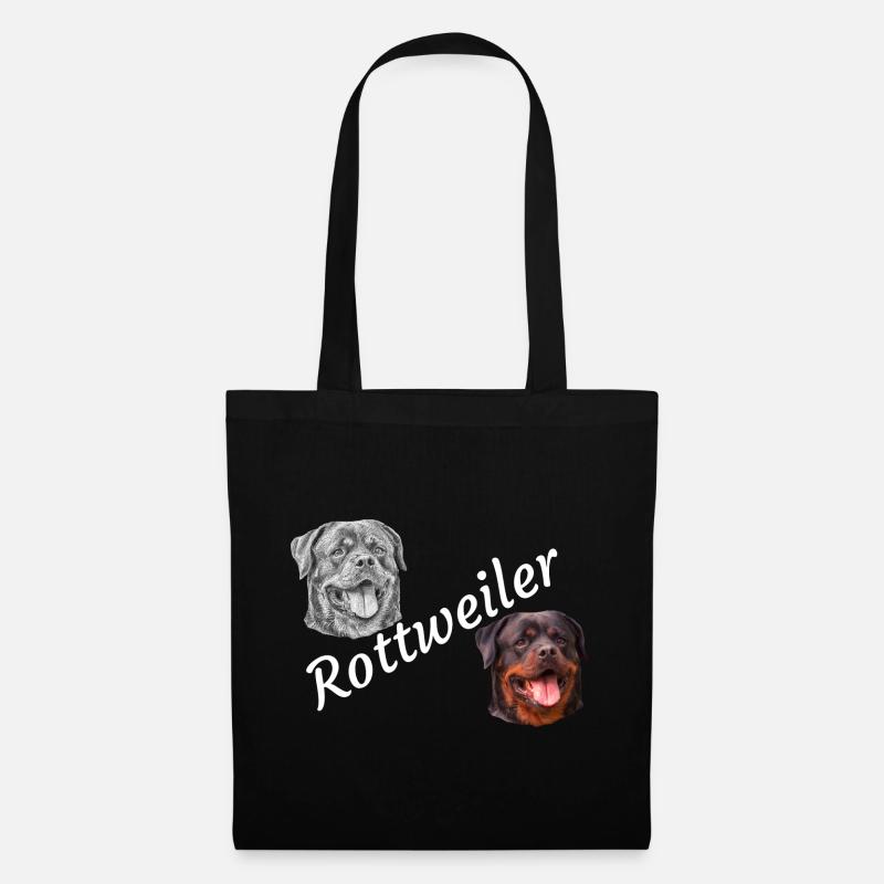 Rottweiler ,Hunde, Hundekopf, Wachhund, Rassehund, - Stoffbeutel - Schwarz