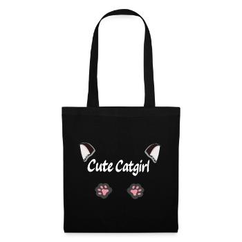 cute Cat girl, Ohren, tier tatzen - Stoffbeutel - Schwarz - Vorne