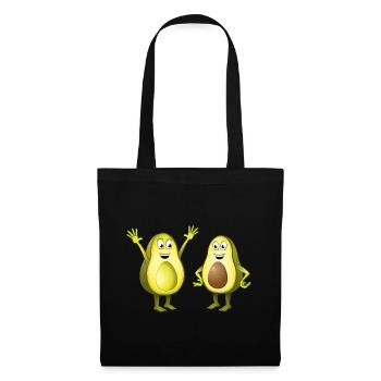 Bild von zwei fröhlichen Avocados - Stoffbeutel - Schwarz - Vorne