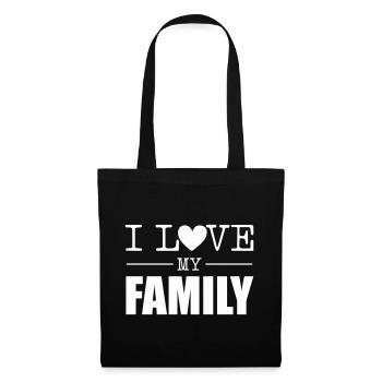 I Love My Family Heart Typo Design - Tote Bag - black - Front