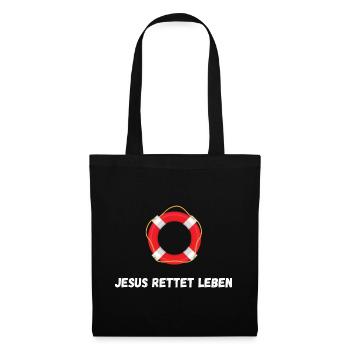 Jesus Saves Lives - Lifebuoy - Faithshirt - Tote Bag - black - Front