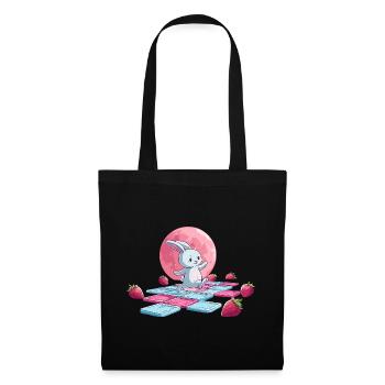 Sautant sur la lune rose - Sac en tissu - noir - Devant