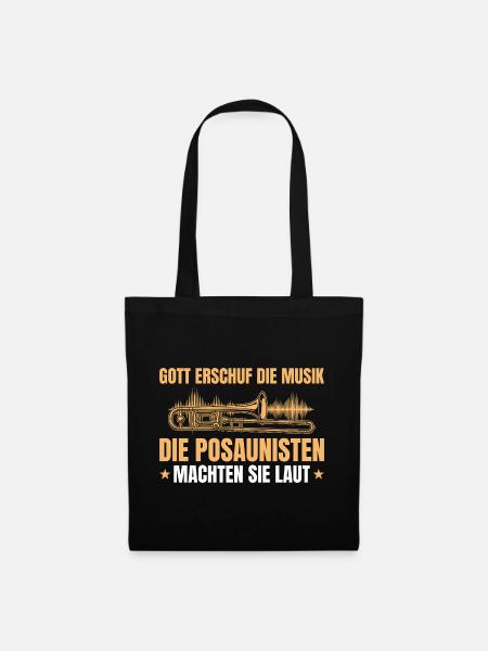 Posaune Musiker – Gott Musik Posaunisten - Stoffbeutel - Schwarz