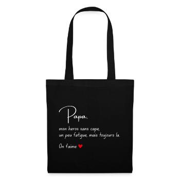 Papa Mon héros Message émouvant enfant - Sac en tissu - noir - Devant