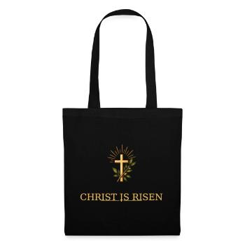 Christus ist auferstanden – Christliches Osterkreuz - Stoffbeutel - Schwarz - Vorne