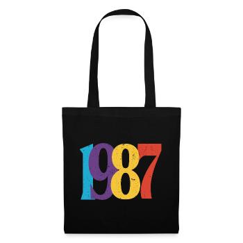 Geboren 1987 Geburtstagsgeschenk Geburtstag 87 - Stoffbeutel - Schwarz - Vorne