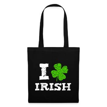 I love Irish St. Patrick's Day Kleeblatt Geschenk - Stoffbeutel - Schwarz - Vorne