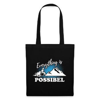 Fauteuil roulant sur la montagne - Tout est possible - Sac en tissu - noir - Devant