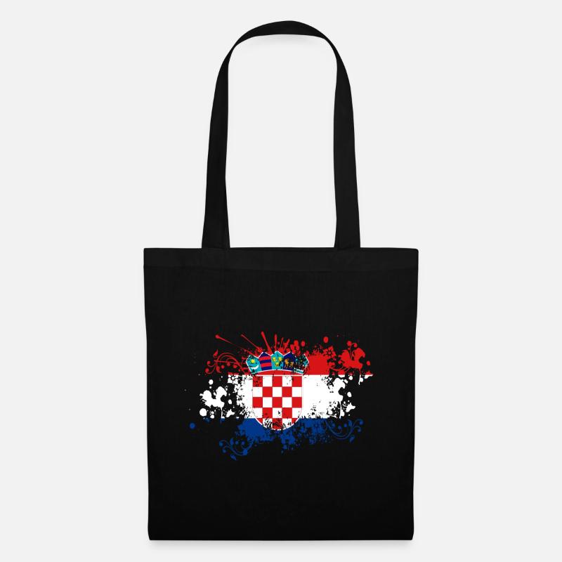 Kroatien Flagge Farbklecks Adria Zagreb Kroatisch - Stoffbeutel - Schwarz