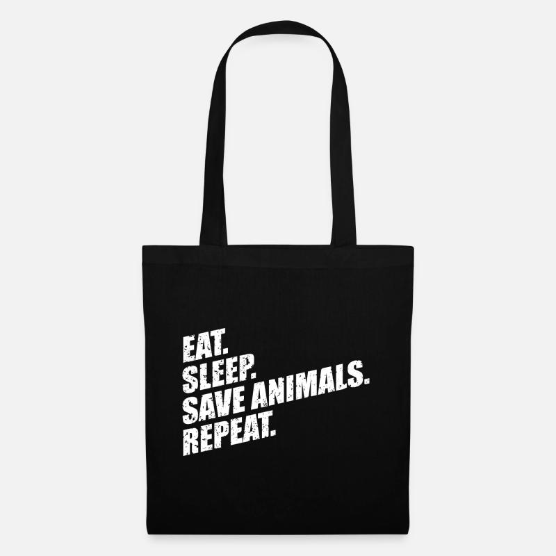 VEGAN EAT SLEEP SAVE ANIMALS REPEAT - Stoffbeutel - Schwarz