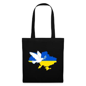 Friedenstaube für die Ukraine - Stoffbeutel - Schwarz - Vorne