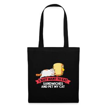 Sandwich et chats Love Cat Lovers Cadeau - Sac en tissu - noir - Devant