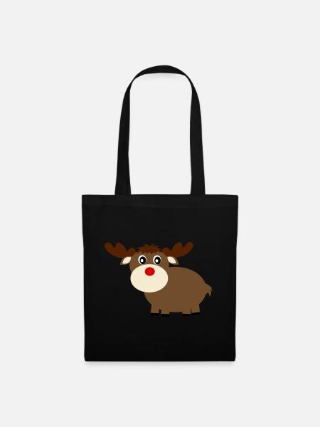 Rentier Elche cute Weihnachten lustige Geschenke - Stoffbeutel - Schwarz