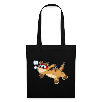 Erdmännchen Taucher Schwimmbrille Tauchen - Stoffbeutel - Schwarz - Vorne