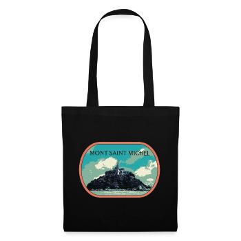Illustration in blue and green of Mont Saint Michel - Tote Bag - black - Front