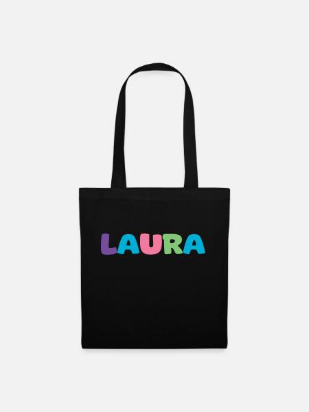 Name - Laura - Stoffbeutel - Schwarz