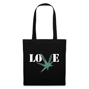Love Cannabis Hanfblatt Liebe - Stoffbeutel - Schwarz - Vorne
