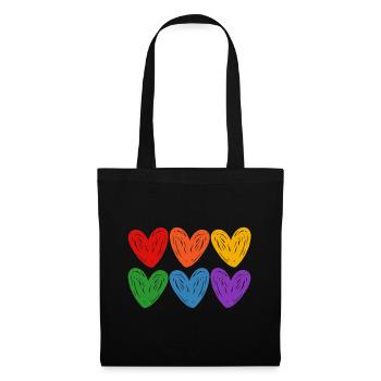 Cœurs arc-en-ciel LGBTQIA - Sac en tissu - noir - Devant