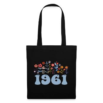 1961 Motif floral 1961 Thème floral Fleurs 1961 - Sac en tissu - noir - Devant