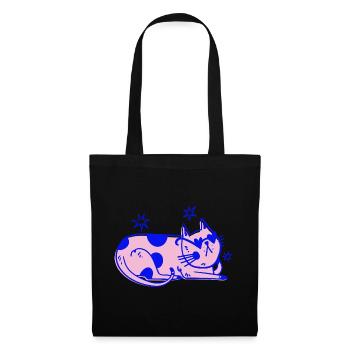 Stylische Katze – Relaxed Retro Vibes - Stoffbeutel - Schwarz - Vorne