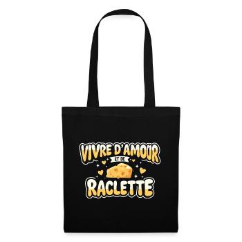 Live On Love And Raclette Lustiges Geschenk - Stoffbeutel - Schwarz - Vorne