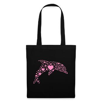 Dolphin with small hearts - Tote Bag - black - Front