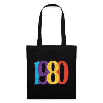 Geboren 1980 80er Geburtstagsgeschenk - Stoffbeutel - Schwarz - Vorne